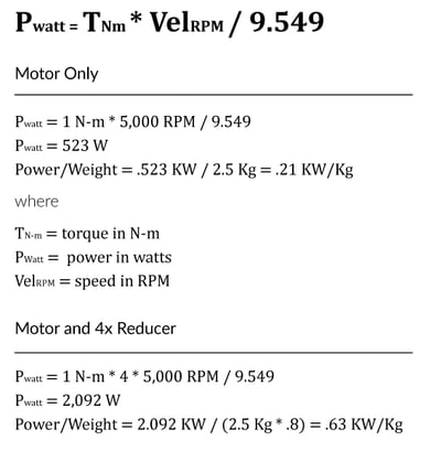 Power to Weight Ratio Calculations