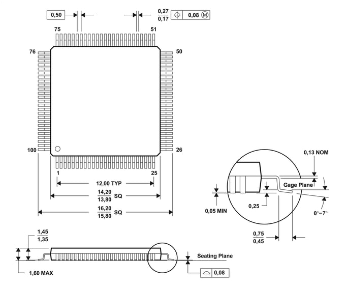 MC58113 Mechanical Dimensions