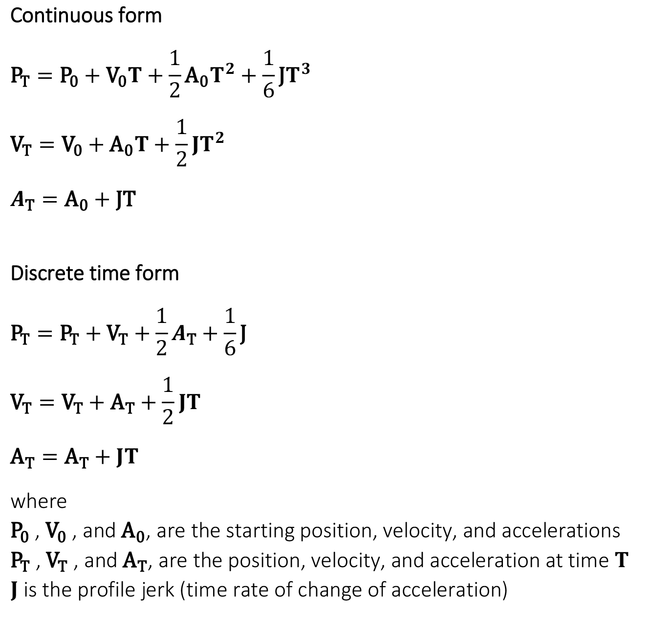 Mathematics of Motion Control Profiles