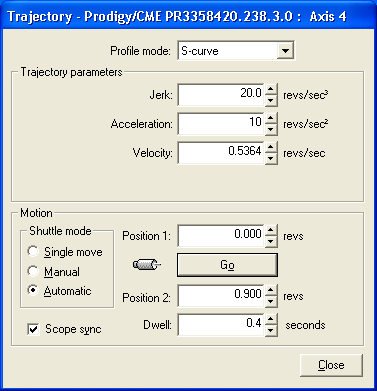 Motor Control Trajectory Window